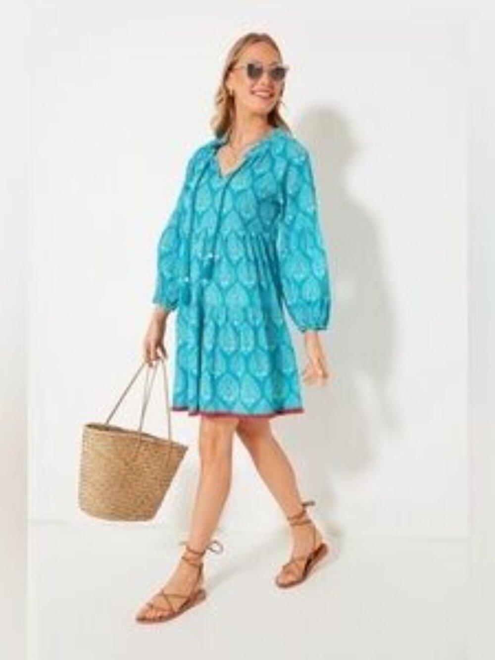 Tuckernuck Teal Printed Mini Dress